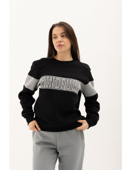 СВІТШОТ MINDFULL, чорний  — Жіночий та молодіжний одяг P.E.T. Collection - pet.km.ua